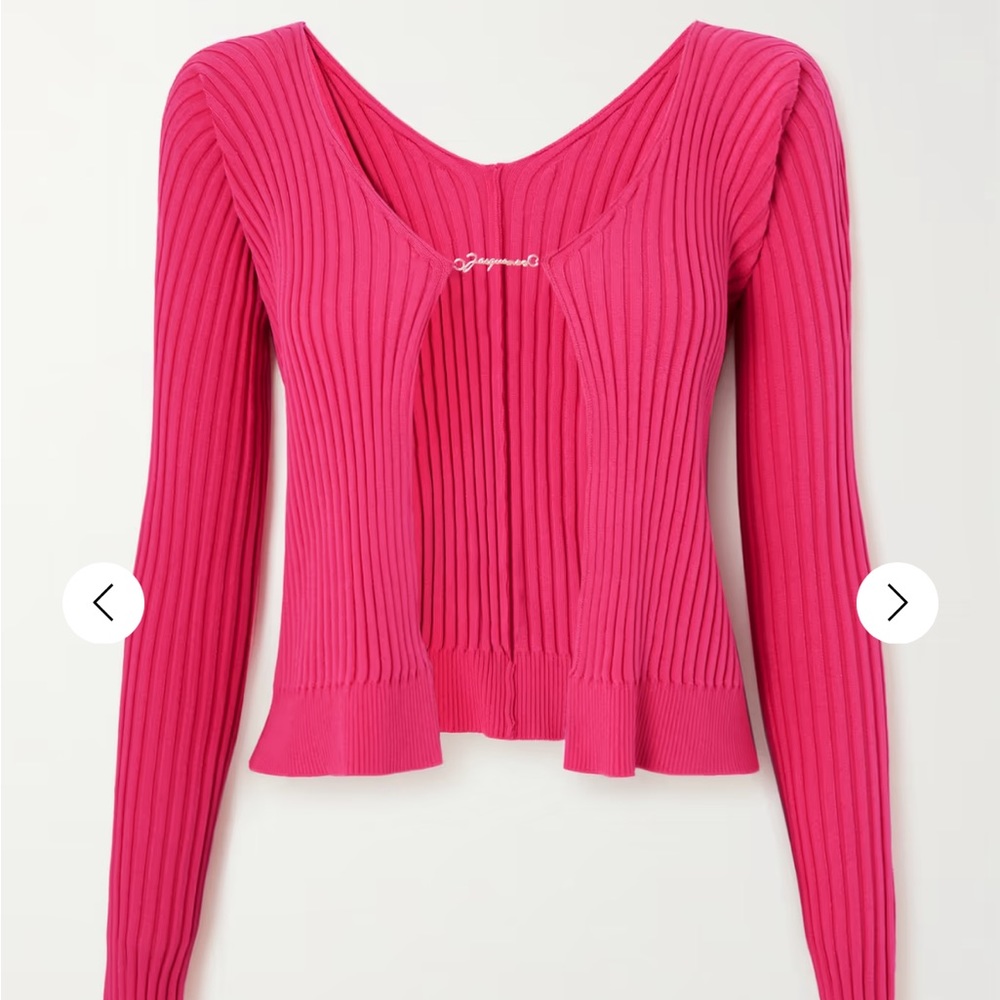 JACQUEMUS
Pralù embellished ribbed-knit cardigan